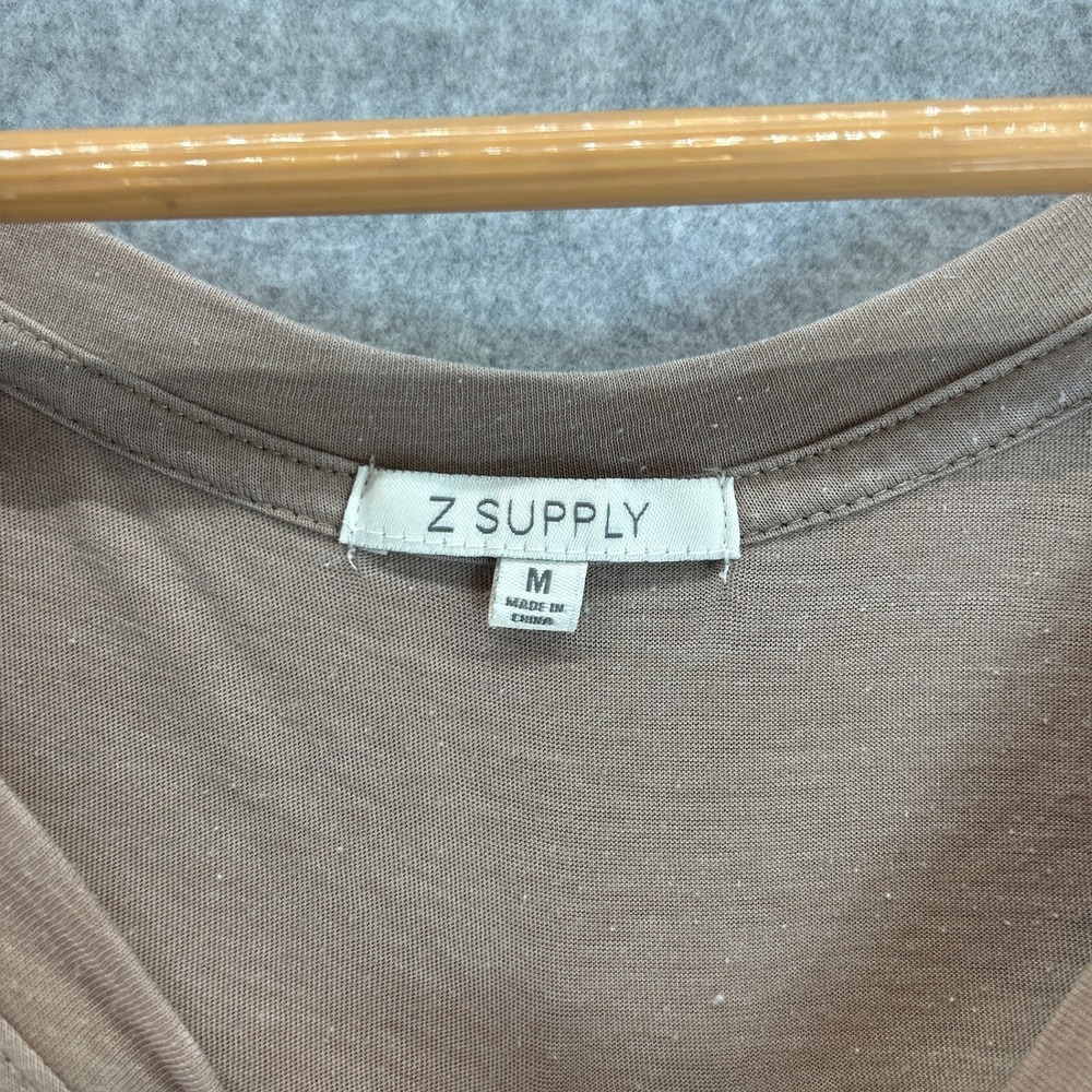 Z Supply V Neck Pocket Tee Short Sleeve Casual Shirt Top Tan Womens Medium Brown - Picture 4 of 10